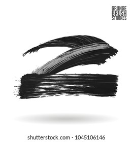Grey brush stroke and texture. Grunge vector abstract hand - painted element. Underline and border design.