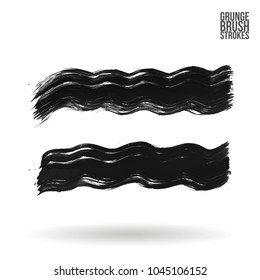 Grey brush stroke and texture. Grunge vector abstract hand - painted element. Underline and border design.