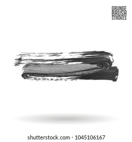 Grey brush stroke and texture. Grunge vector abstract hand - painted element. Underline and border design.