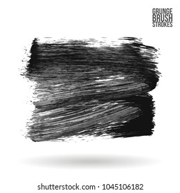 Grey brush stroke and texture. Grunge vector abstract hand - painted element. Underline and border design.