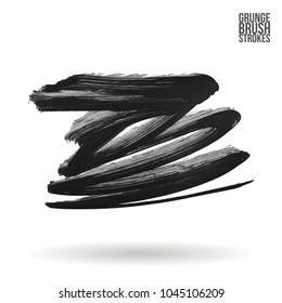 Grey brush stroke and texture. Grunge vector abstract hand - painted element. Underline and border design.