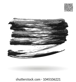 Grey brush stroke and texture. Grunge vector abstract hand - painted element. Underline and border design.