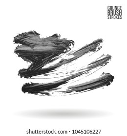 Grey brush stroke and texture. Grunge vector abstract hand - painted element. Underline and border design.