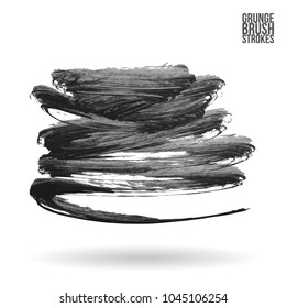 Grey brush stroke and texture. Grunge vector abstract hand - painted element. Underline and border design.