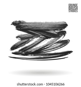 Grey brush stroke and texture. Grunge vector abstract hand - painted element. Underline and border design.