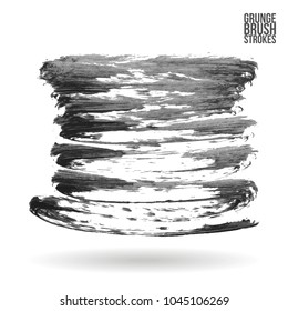 Grey brush stroke and texture. Grunge vector abstract hand - painted element. Underline and border design.
