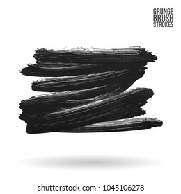 Grey brush stroke and texture. Grunge vector abstract hand - painted element. Underline and border design.