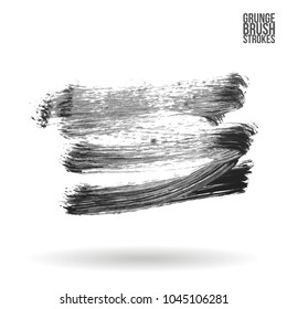 Grey brush stroke and texture. Grunge vector abstract hand - painted element. Underline and border design.