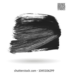 Grey brush stroke and texture. Grunge vector abstract hand - painted element. Underline and border design.