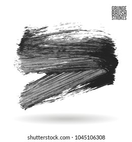 Grey brush stroke and texture. Grunge vector abstract hand - painted element. Underline and border design.