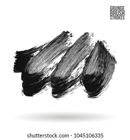 Grey brush stroke and texture. Grunge vector abstract hand - painted element. Underline and border design.