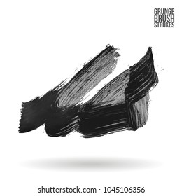 Grey brush stroke and texture. Grunge vector abstract hand - painted element. Underline and border design.