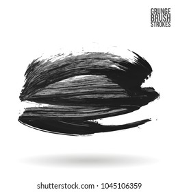 Grey brush stroke and texture. Grunge vector abstract hand - painted element. Underline and border design.