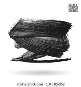 Grey brush stroke and texture. Grunge vector abstract hand - painted element. Underline and border design.