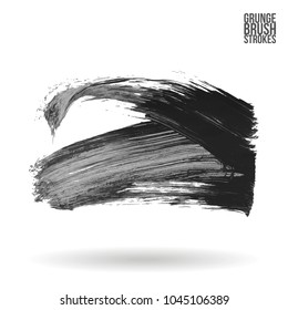 Grey brush stroke and texture. Grunge vector abstract hand - painted element. Underline and border design.