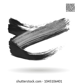 Grey brush stroke and texture. Grunge vector abstract hand - painted element. Underline and border design.