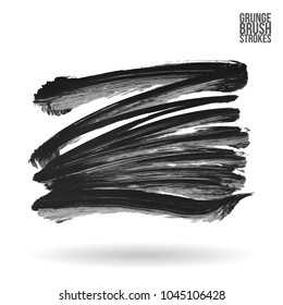 Grey brush stroke and texture. Grunge vector abstract hand - painted element. Underline and border design.