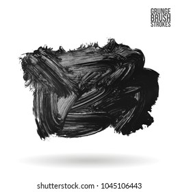 Grey brush stroke and texture. Grunge vector abstract hand - painted element. Underline and border design.