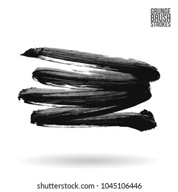 Grey brush stroke and texture. Grunge vector abstract hand - painted element. Underline and border design.