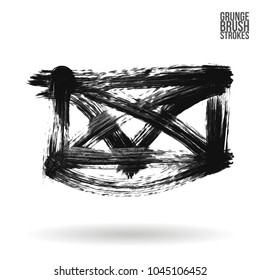 Grey brush stroke and texture. Grunge vector abstract hand - painted element. Underline and border design.
