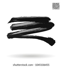 Grey brush stroke and texture. Grunge vector abstract hand - painted element. Underline and border design.