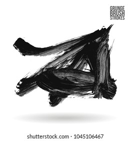 Grey brush stroke and texture. Grunge vector abstract hand - painted element. Underline and border design.