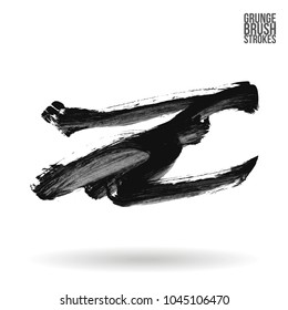 Grey brush stroke and texture. Grunge vector abstract hand - painted element. Underline and border design.