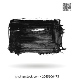 Grey brush stroke and texture. Grunge vector abstract hand - painted element. Underline and border design.