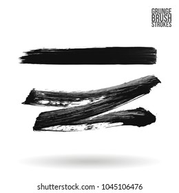 Grey brush stroke and texture. Grunge vector abstract hand - painted element. Underline and border design.
