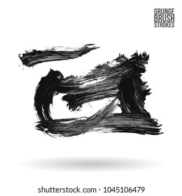 Grey brush stroke and texture. Grunge vector abstract hand - painted element. Underline and border design.