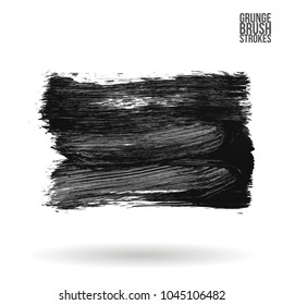Grey brush stroke and texture. Grunge vector abstract hand - painted element. Underline and border design.
