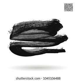 Grey brush stroke and texture. Grunge vector abstract hand - painted element. Underline and border design.
