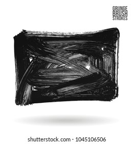 Grey brush stroke and texture. Grunge vector abstract hand - painted element. Underline and border design.