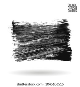 Grey brush stroke and texture. Grunge vector abstract hand - painted element. Underline and border design.