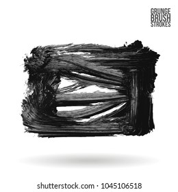 Grey brush stroke and texture. Grunge vector abstract hand - painted element. Underline and border design.