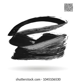 Grey brush stroke and texture. Grunge vector abstract hand - painted element. Underline and border design.