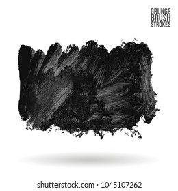 Grey brush stroke and texture. Grunge vector abstract hand - painted element. Underline and border design.