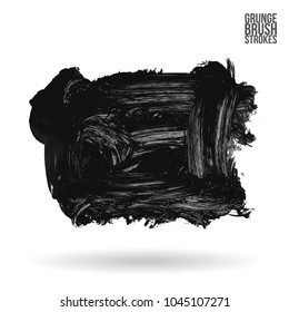 Grey brush stroke and texture. Grunge vector abstract hand - painted element. Underline and border design.