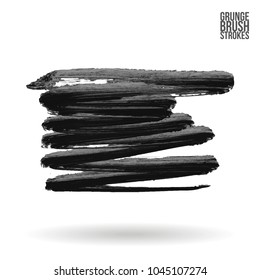 Grey brush stroke and texture. Grunge vector abstract hand - painted element. Underline and border design.