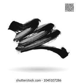 Grey brush stroke and texture. Grunge vector abstract hand - painted element. Underline and border design.
