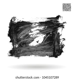 Grey brush stroke and texture. Grunge vector abstract hand - painted element. Underline and border design.