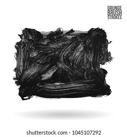 Grey brush stroke and texture. Grunge vector abstract hand - painted element. Underline and border design.