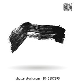 Grey brush stroke and texture. Grunge vector abstract hand - painted element. Underline and border design.