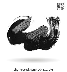 Grey brush stroke and texture. Grunge vector abstract hand - painted element. Underline and border design.