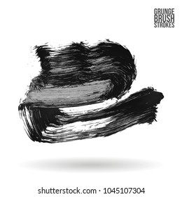 Grey brush stroke and texture. Grunge vector abstract hand - painted element. Underline and border design.