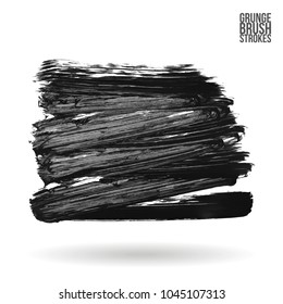 Grey brush stroke and texture. Grunge vector abstract hand - painted element. Underline and border design.