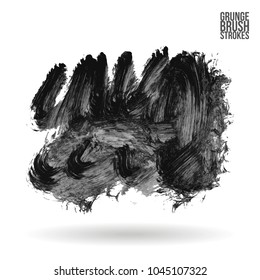 Grey brush stroke and texture. Grunge vector abstract hand - painted element. Underline and border design.