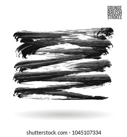 Grey brush stroke and texture. Grunge vector abstract hand - painted element. Underline and border design.