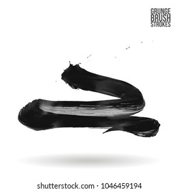 Grey brush stroke and texture. Grunge vector abstract hand - painted element. Underline and border design.