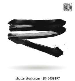 Grey brush stroke and texture. Grunge vector abstract hand - painted element. Underline and border design.